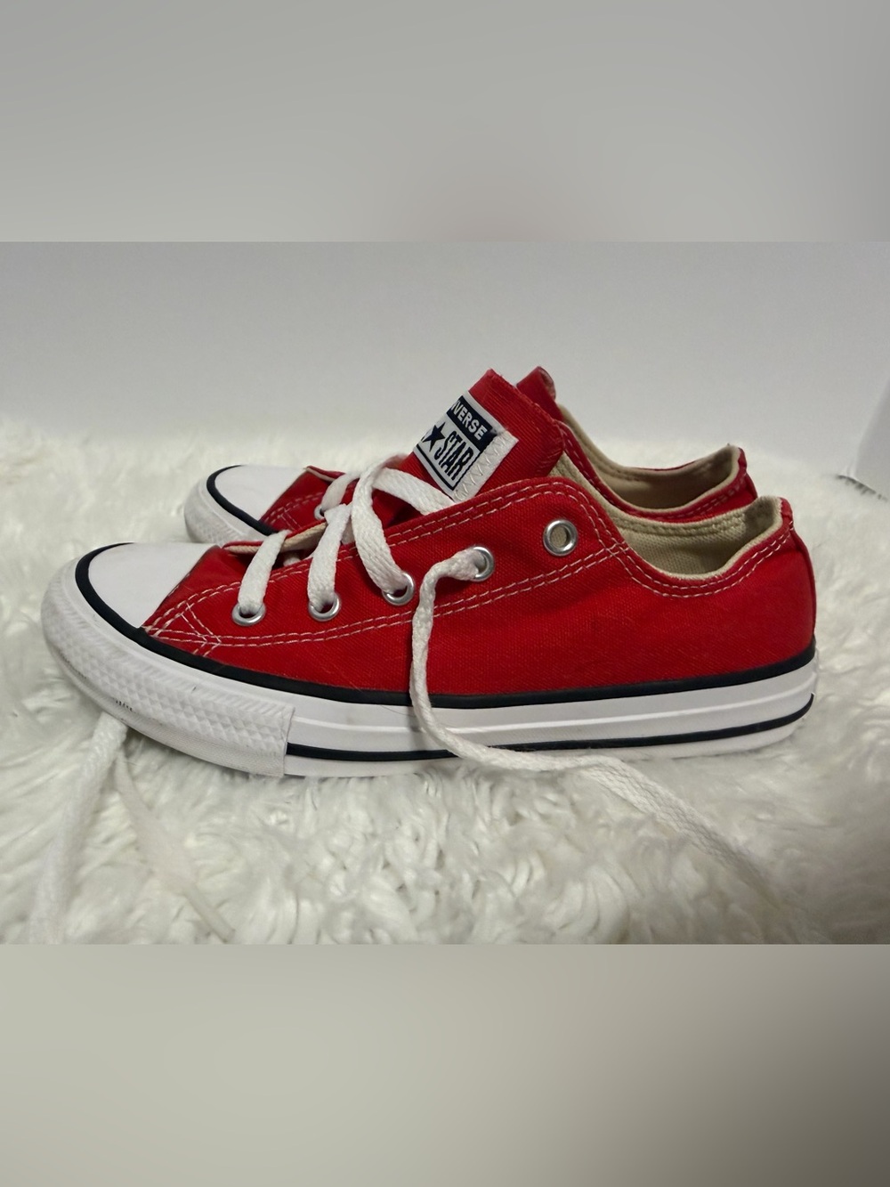 Classic Red Kids Canvas Low-Top Sneakers 1.5
